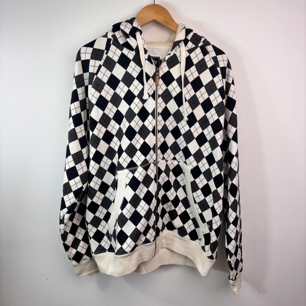 Infinity Men's Designer Collection Argyle Sherpa Lined Full Zip Hoodie Y2K XL